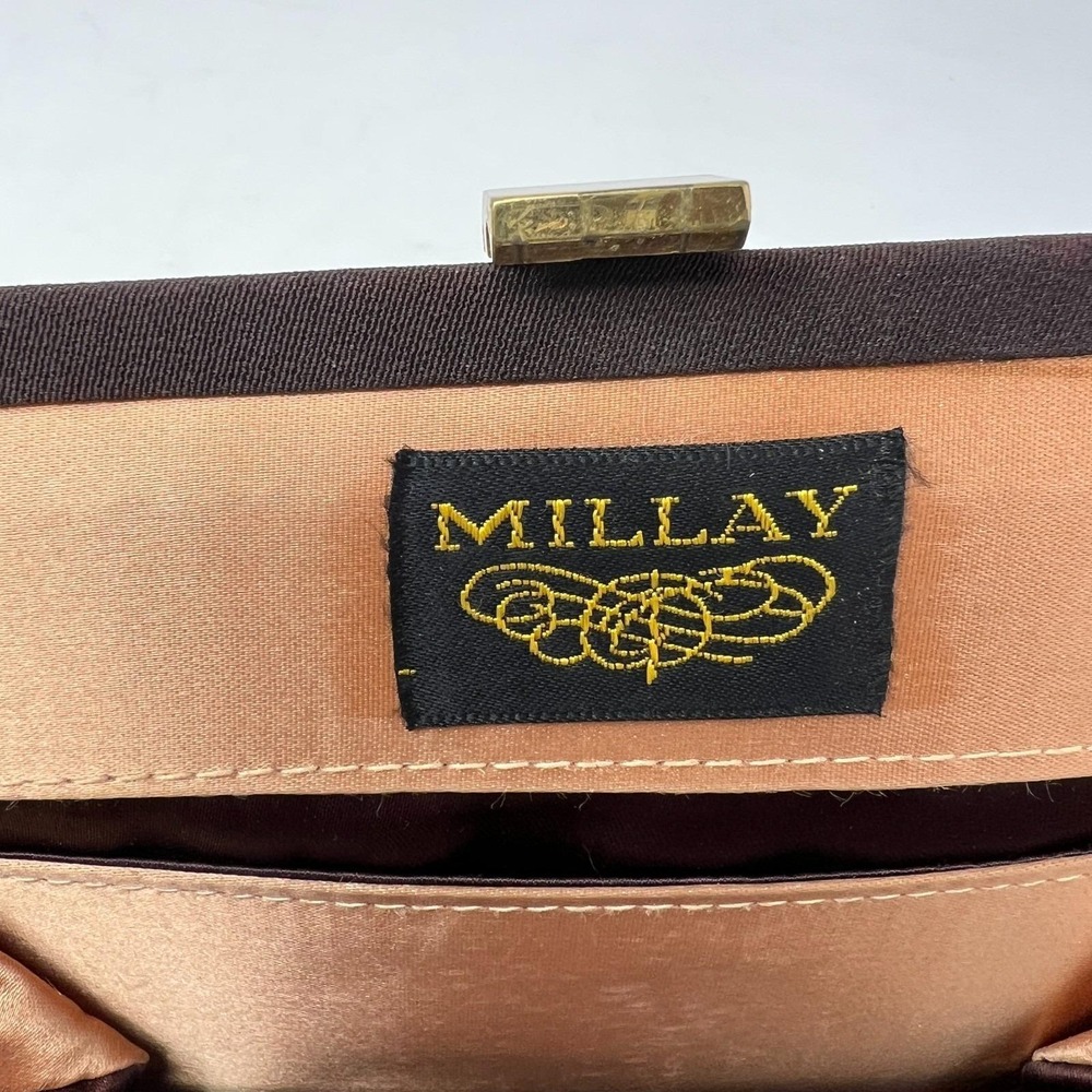 Vintage Millay Brown‎ Handbag Purse With Gold Metallic Rope Chain Handle - Picture 2 of 15